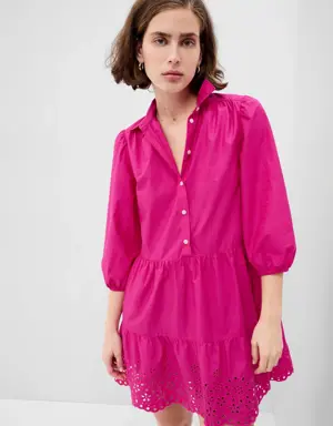 Puff Sleeve Shirtdress pink