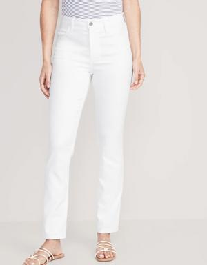 High-Waisted Wow Straight White Jeans for Women white