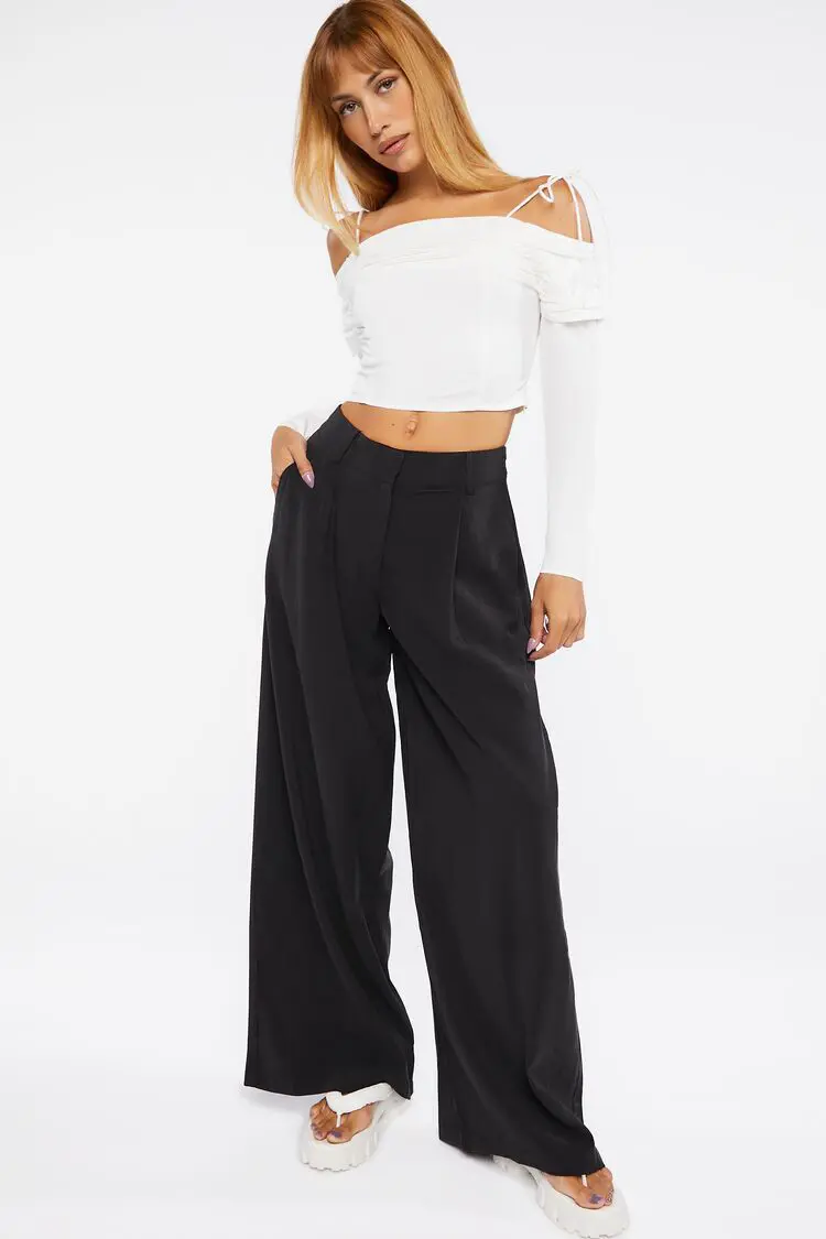 Forever 21 Forever 21 High Rise Wide Leg Pants Black. 1