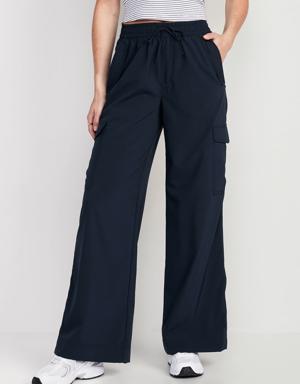 High-Waisted StretchTech Wide-Leg Cargo Pants blue