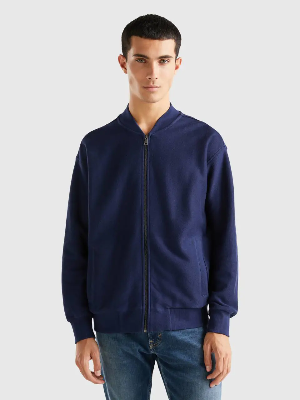 Benetton zip-up sweat bomber jacket. 1