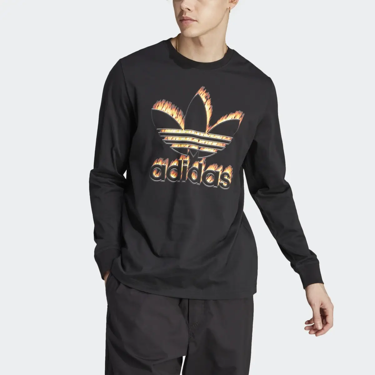 Adidas Graphics Fire Trefoil Long Sleeved Tee. 1