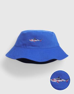 Kids 100% Organic Cotton Reversible Bucket Hat blue
