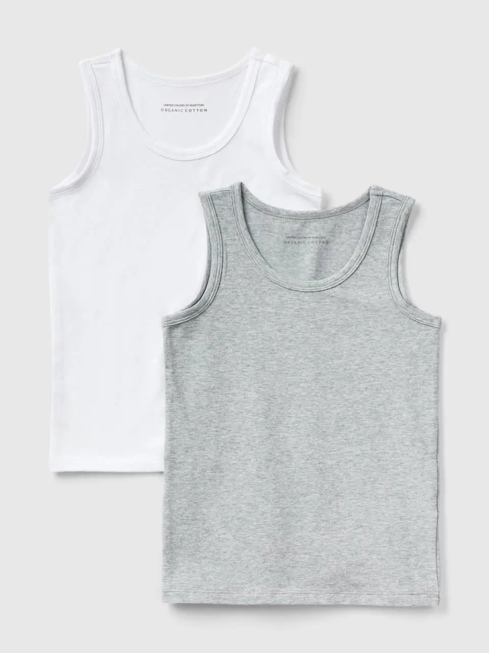 Benetton two tank tops in stretch organic cotton. 1