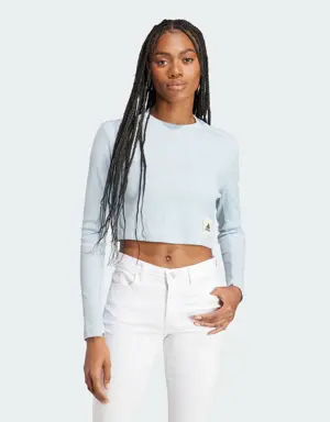 Lounge Ribbed Crop Long Sleeve Tee