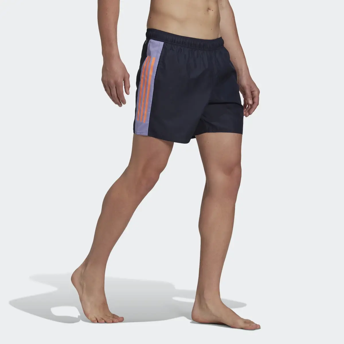 Adidas Short Length Colorblock 3-Stripes Swim Shorts. 3