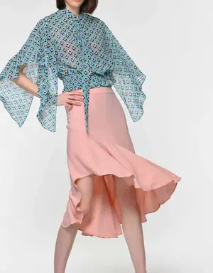 Asymmetric Powder Flounce Skirt