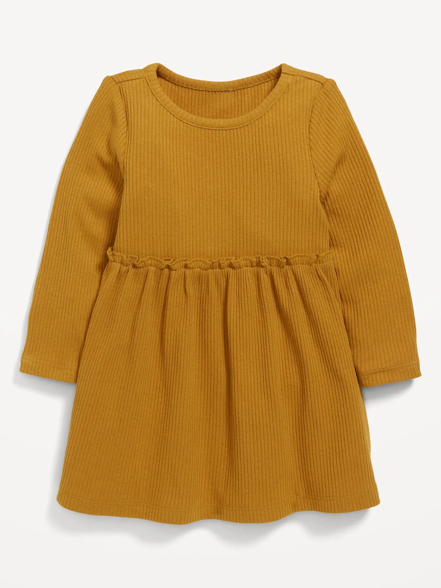 Old Navy Rib-Knit Long-Sleeve Jersey Dress for Baby yellow. 1