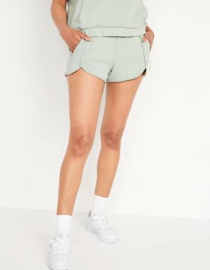 High-Waisted Dynamic Fleece Shorts for Women -- 3-inch inseam green