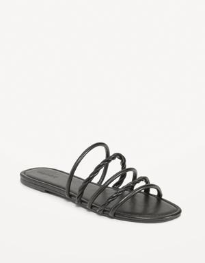Faux-Leather Tubular-Twist Sandals for Women black