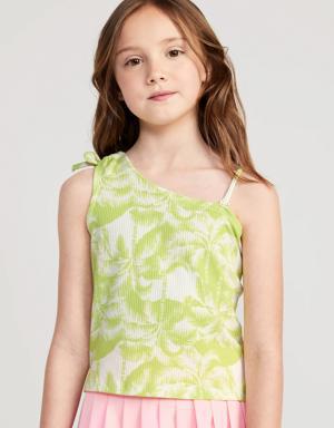 Rib-Knit One-Shoulder Tank Top for Girls green