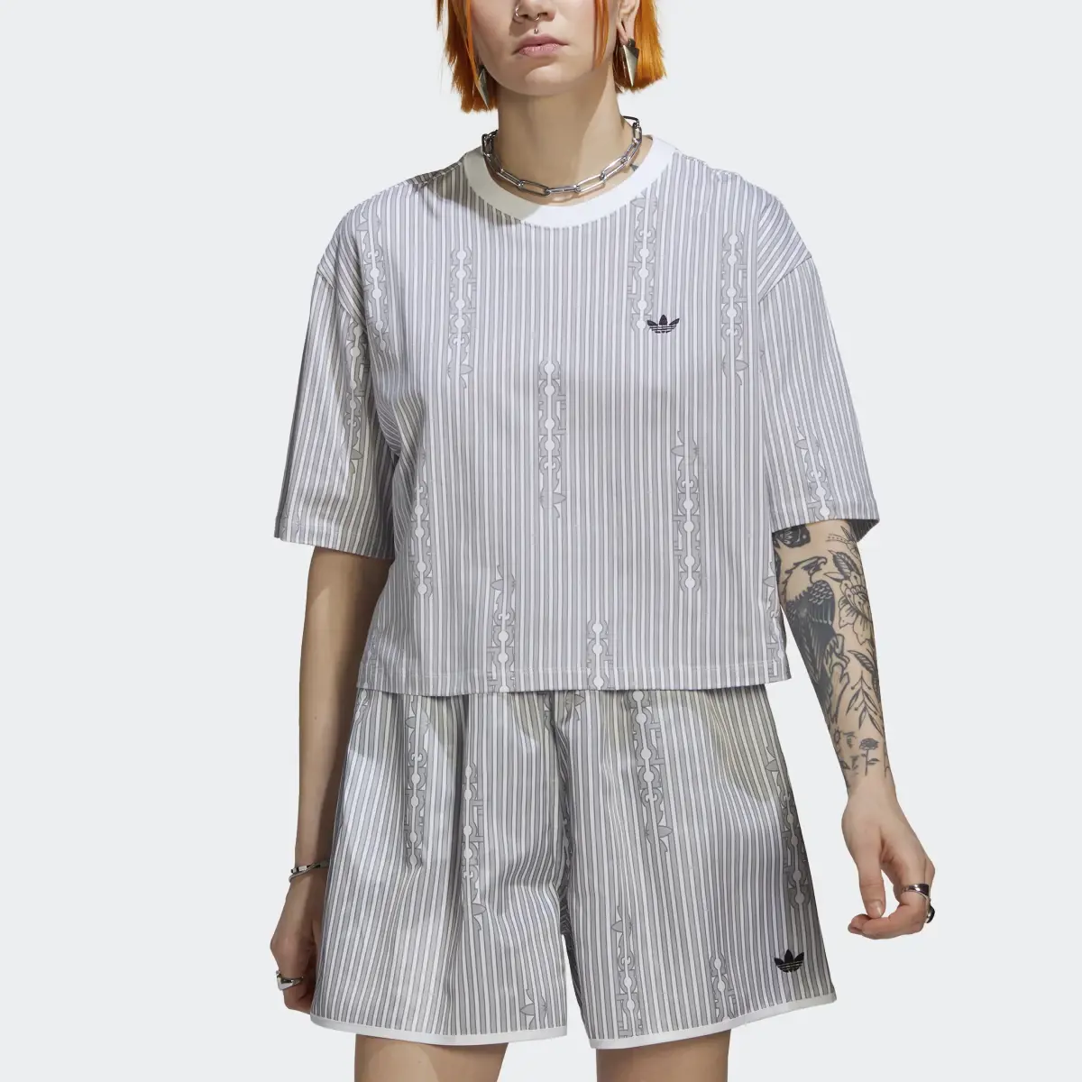 Adidas Cropped Allover Print T-Shirt. 1