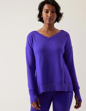 Athleta Coaster Luxe V&#45Neck Sweatshirt blue