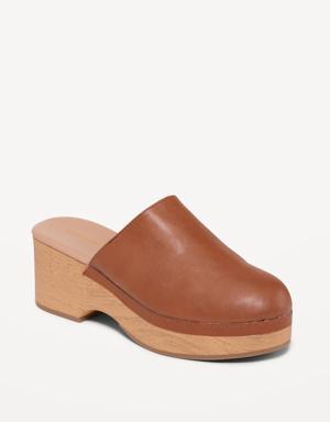 Faux-Leather Classic Clogs for Women brown