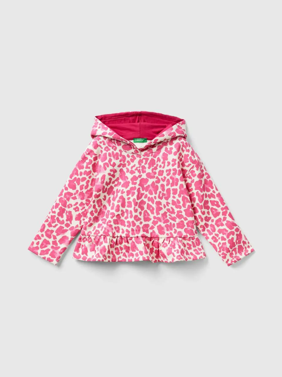 Benetton animal print sweatshirt with frill. 1