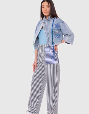 Crop Jean Jacket With Rope Accessory