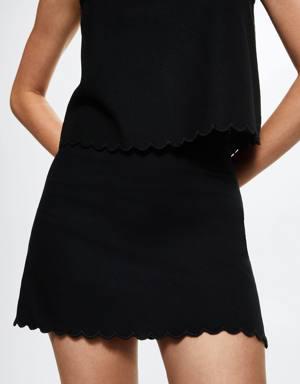 Cotton linen-blend mini-skirt