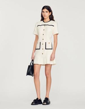 Cropped tweed button-up dress Login to add to Wish list