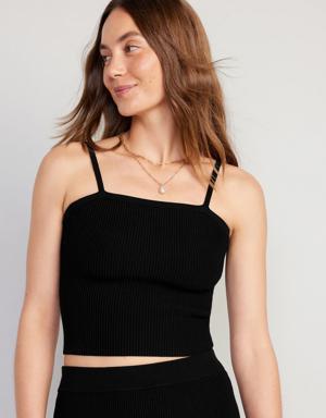 Rib-Knit Sweater Tank Top black