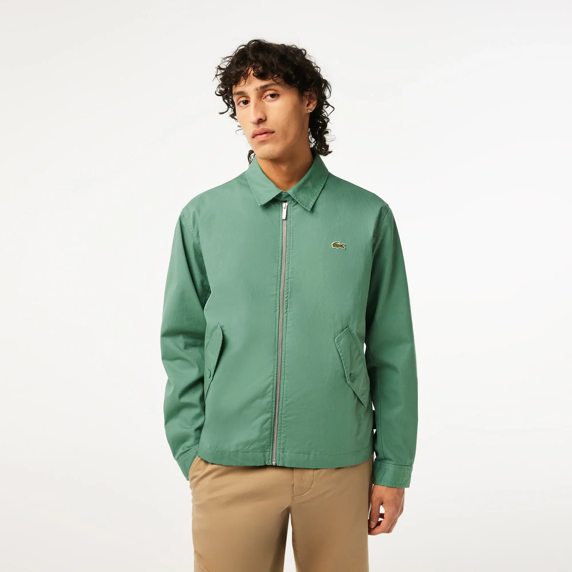 Lacoste Men's Organic Cotton Gabardine Zip-Up Jacket. 1