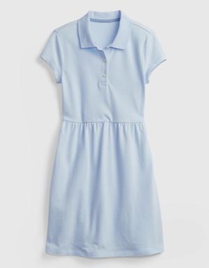 Kids Uniform Polo Dress blue