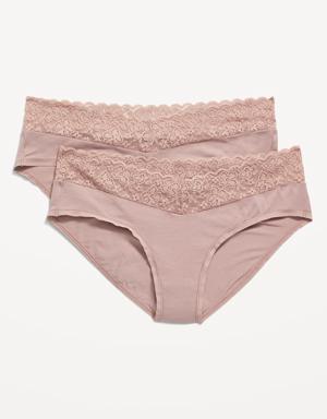 Maternity 2-Pack Lace-Trimmed Below-Bump Underwear pink