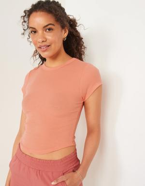 UltraLite Cropped Rib-Knit T-Shirt for Women pink