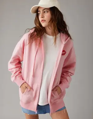 x Mean Girls Oversized Zip-Up Pink Hoodie