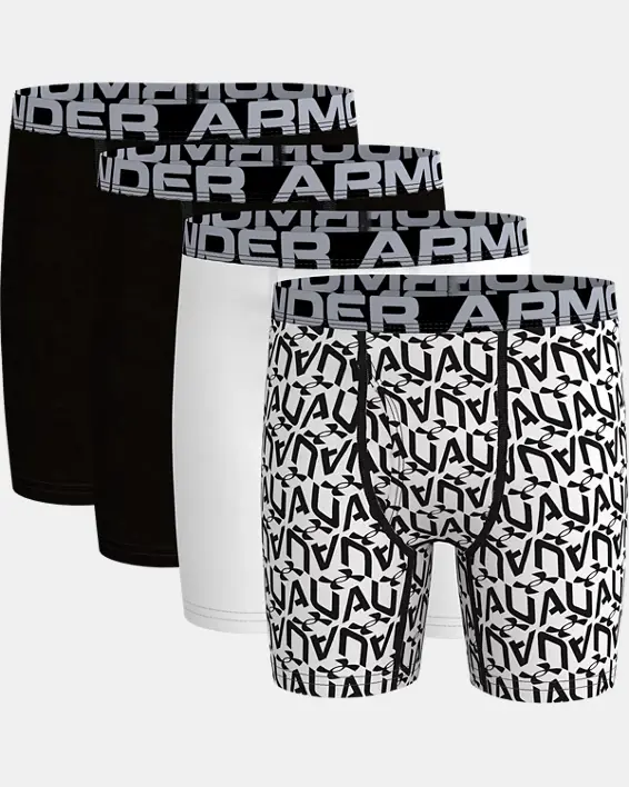 Under Armour Boys' UA Cotton Cube Logo 4-Pack Boxerjock®. 1