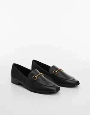 Mango Leather moccasins with metallic detail