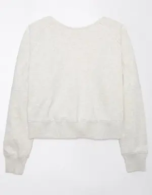 Long-Sleeve Cropped Twist-Back Sweatshirt