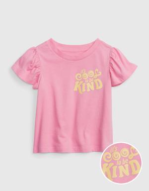 Toddler 100% Organic Cotton Mix and Match Flutter Sleeve T-Shirt pink