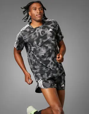 Adidas Own the Run 3-Stripes Allover Print T-Shirt