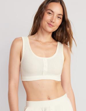Old Navy Waffle-Knit Pajama Cami Bralette Top white