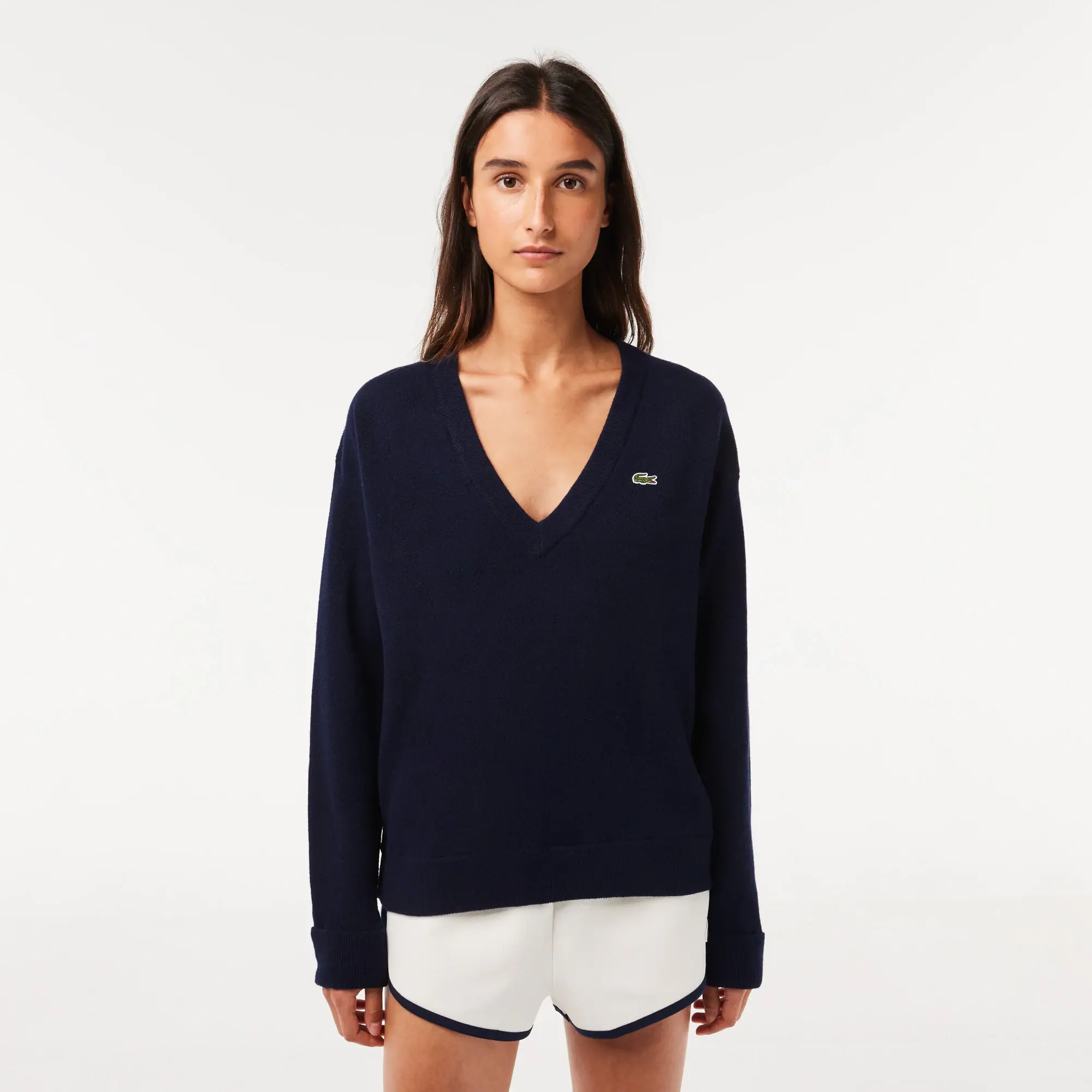 Lacoste Women's Lacoste V-Neck Sweater. 1