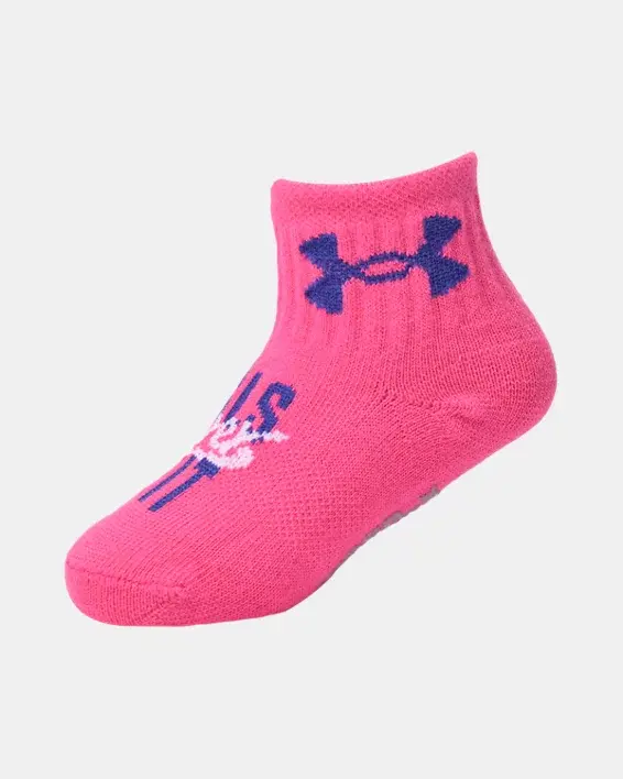 Under Armour Girls' Infant/Toddler UA Essential Star Burst 6-Pack Quarter Socks. 3