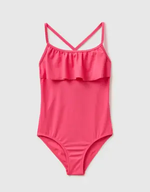 one-piece swimsuit in econyl® with flounce