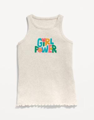 Rib-Knit Graphic Tank Top for Girls beige