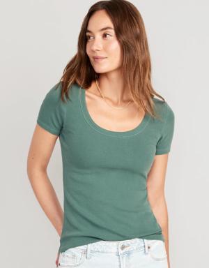 Old Navy Fitted Scoop-Neck T-Shirt for Women green