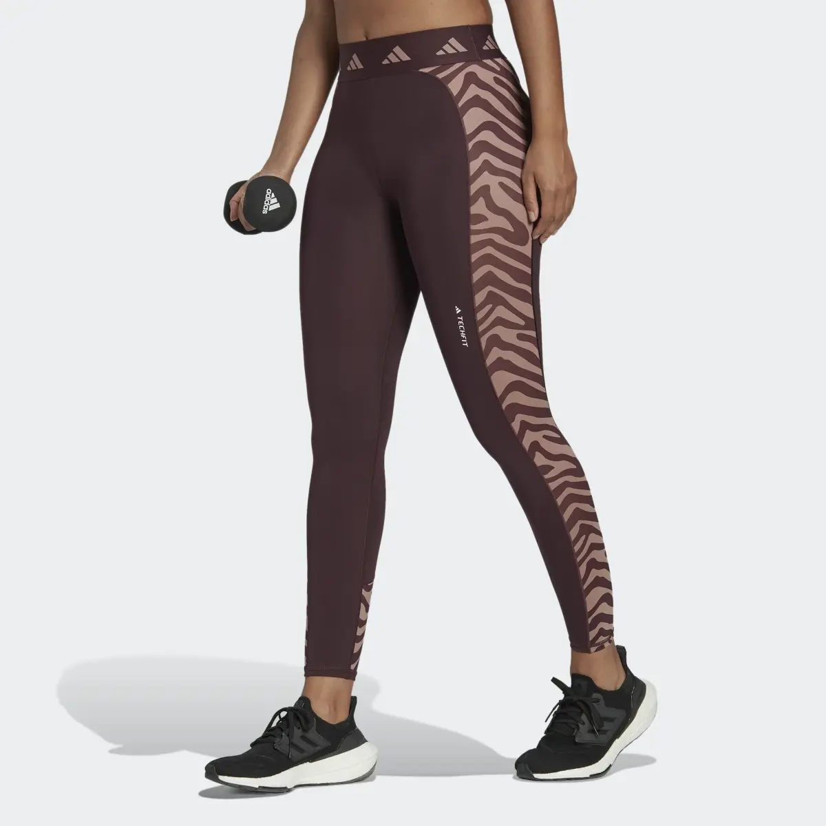 Adidas Hyperglam Techfit High-Waisted 7/8 Zebra Leggings. 1