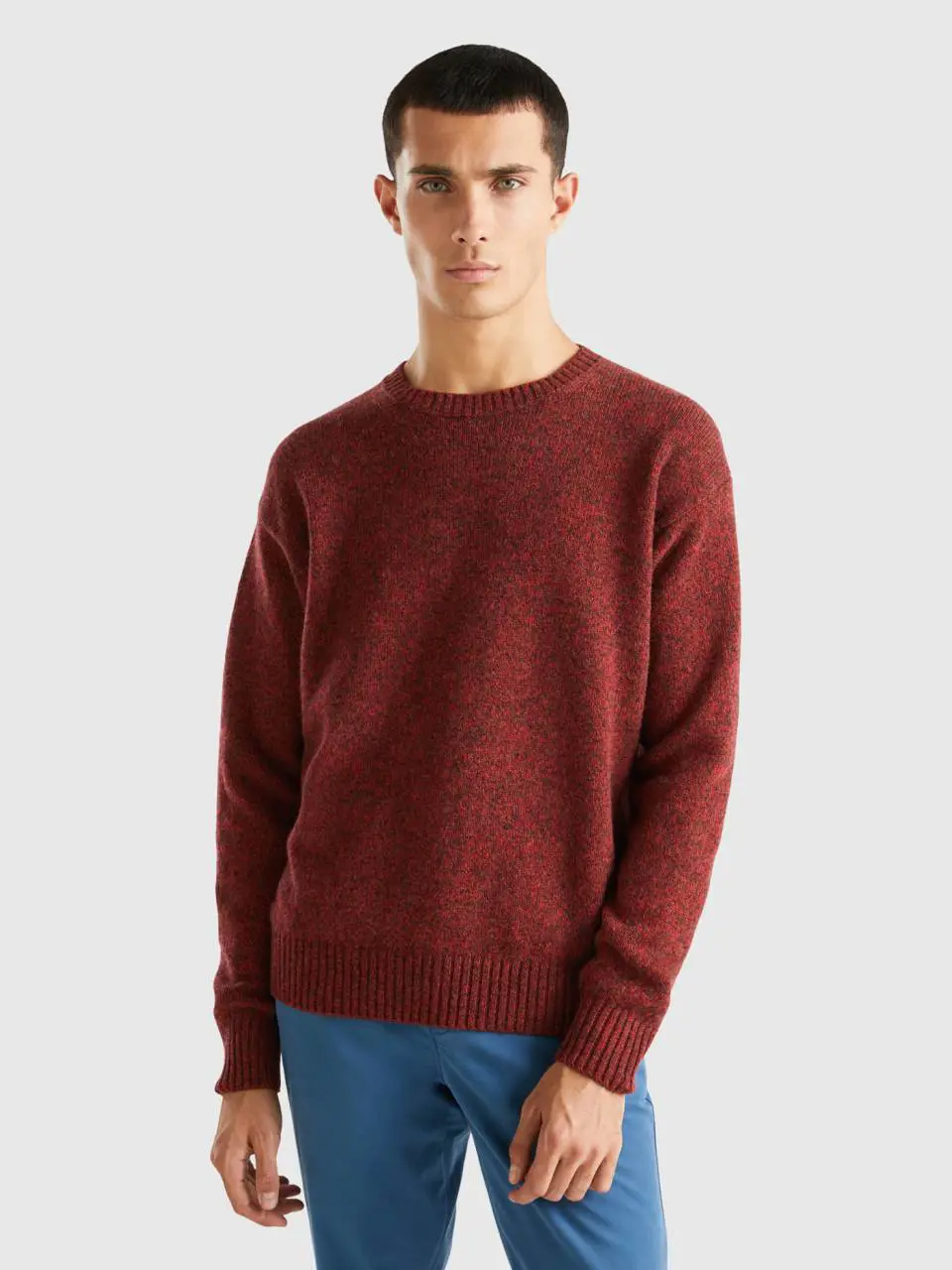 Benetton crew neck sweater in pure shetland wool. 1