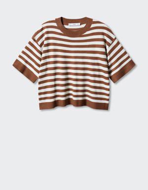 Mango Striped short-sleeved sweater