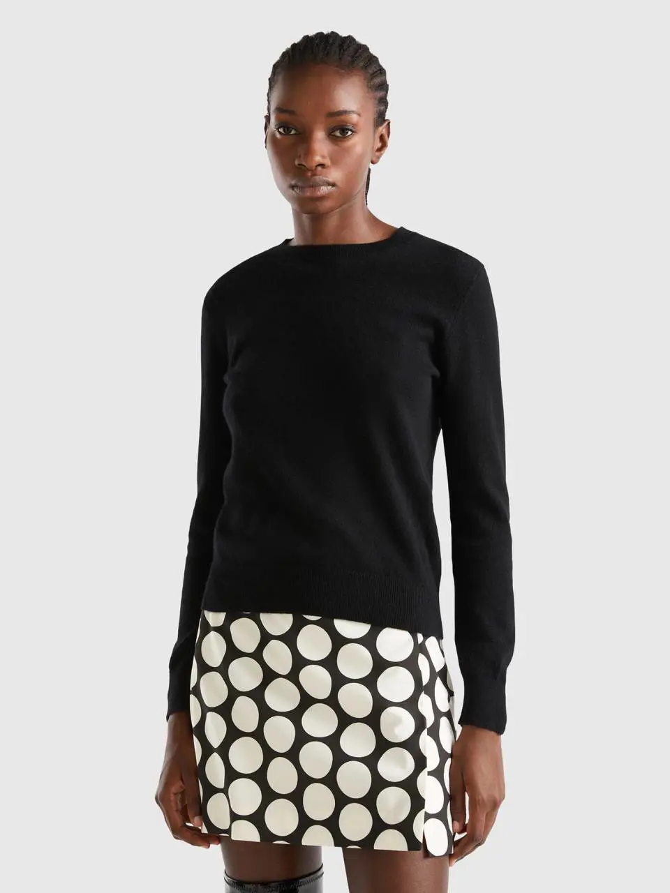 Benetton black sweater in pure cashmere. 1