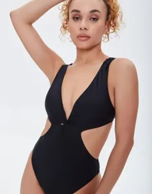 Forever 21 Cutout One Piece Swimsuit Black