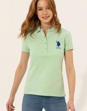 Kadın Mint Polo Yaka Basic T-Shirt