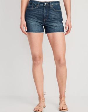 High-Waisted OG Straight Cut-Off Jean Shorts for Women -- 3-inch inseam blue