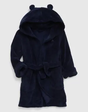 Toddler Recycled Fuzzy Robe blue