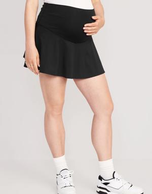 Maternity Rollover-Waist PowerSoft Skort black