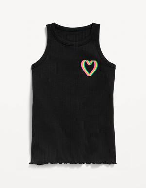 Old Navy Rib-Knit Graphic Tank Top for Girls black