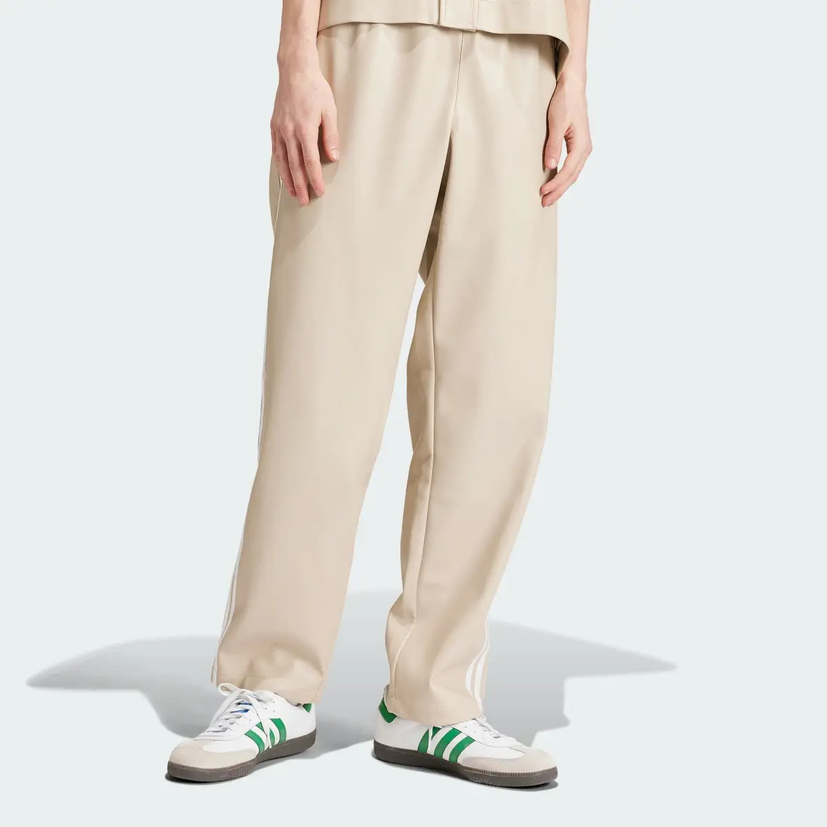 Adidas Faux Leather Adicolor 3-Stripes Firebird Track Suit Pants. 1